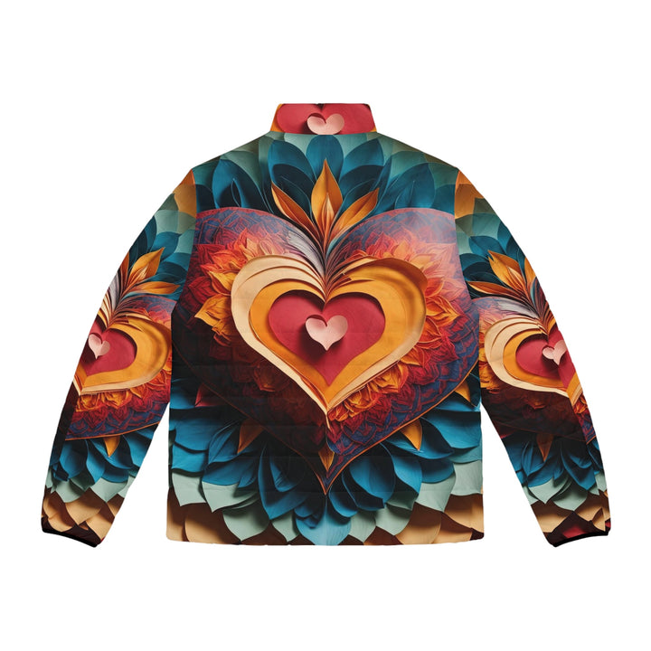 Radiant Heart Bloom - Puffer Jacket - All Over Prints - g(0D·IO) - S - Black zipper -