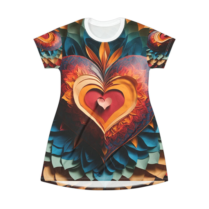 Radiant Heart Bloom - T-Shirt Dress - All Over Prints - g(0D·IO) - XS - -