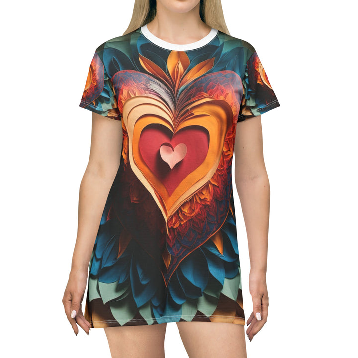 Radiant Heart Bloom - T-Shirt Dress - All Over Prints - g(0D·IO) - XS - -