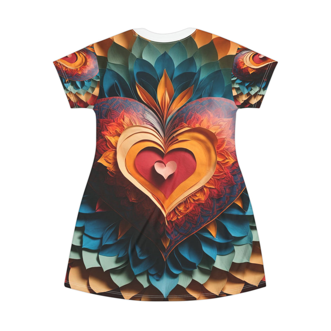 Radiant Heart Bloom - T-Shirt Dress - All Over Prints - g(0D·IO) - XS - -