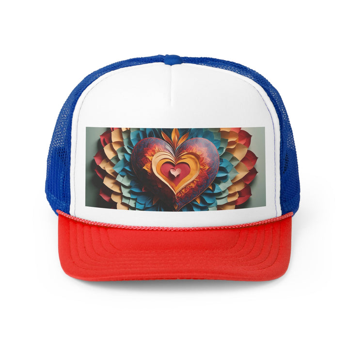 Radiant Heart Bloom - Trucker Hat - Hats - g(0D·IO) - Blue/Red - One size -