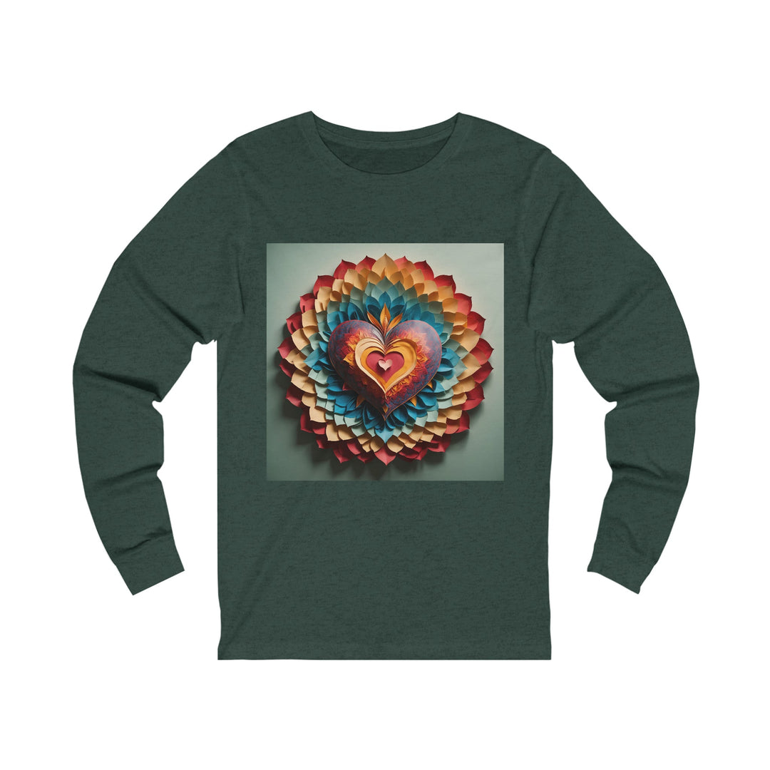 Radiant Heart Bloom - Unisex Jersey Long Sleeve Tee - Long-sleeve - g(0D·IO) - S - Heather Forest -