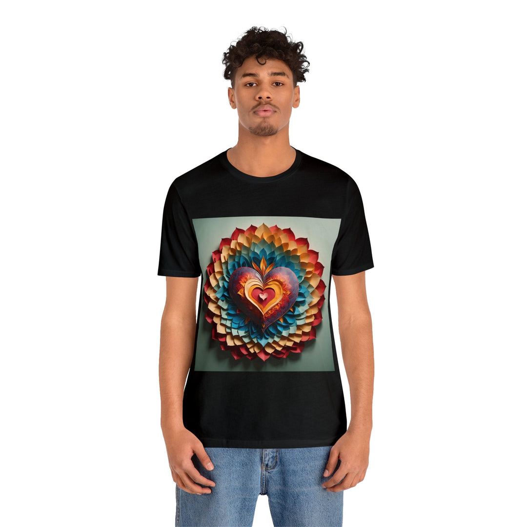 Radiant Heart Bloom - Unisex Jersey Short Sleeve Tee - T-Shirt - g(0D·IO) - Black - S -