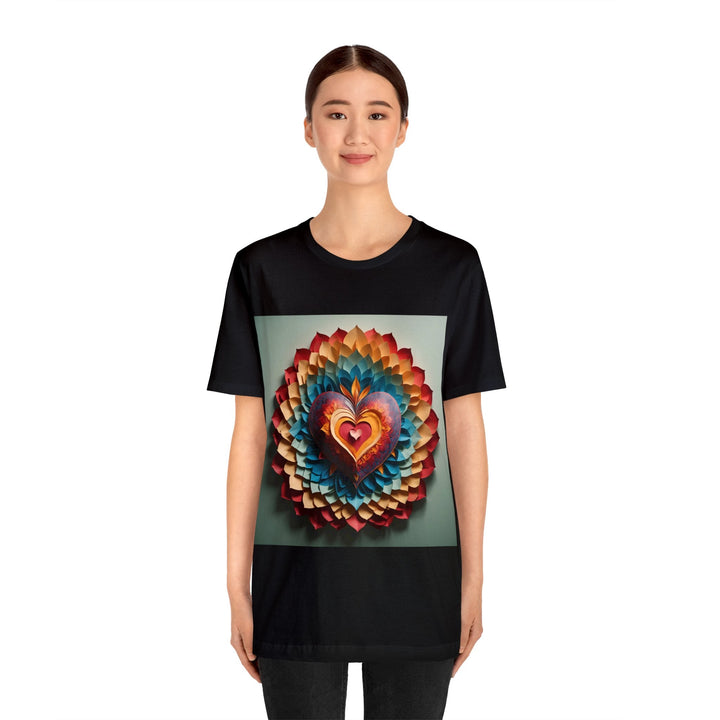 Radiant Heart Bloom - Unisex Jersey Short Sleeve Tee - T-Shirt - g(0D·IO) - Black - S -