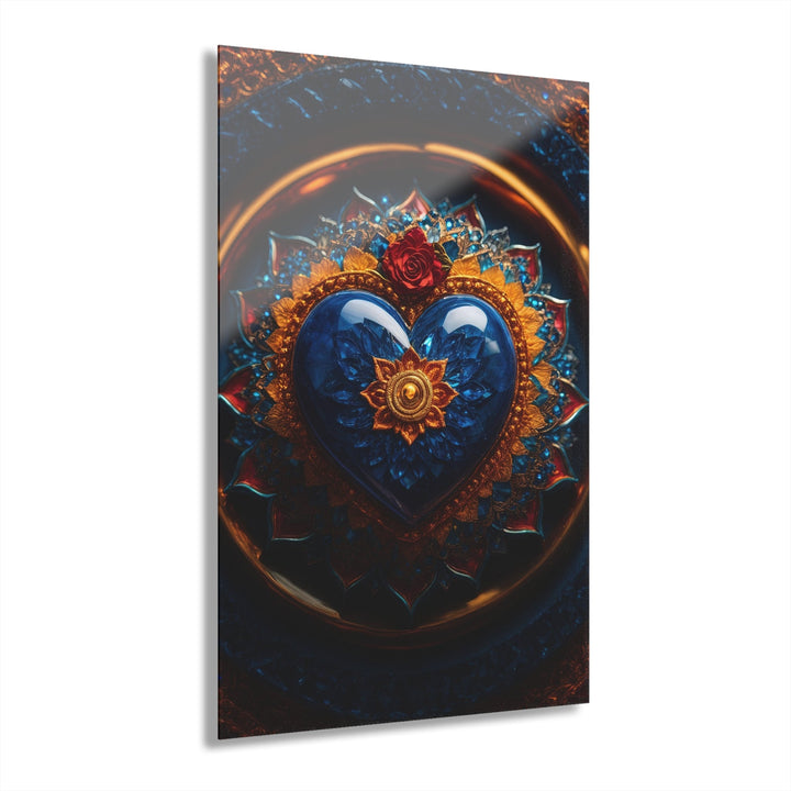 Sapphire Rose Mandala - Acrylic Prints (French Cleat Hanging) - Home Decor - g(0D·IO) - 24" x 36" (Vertical) - 0.25'' -