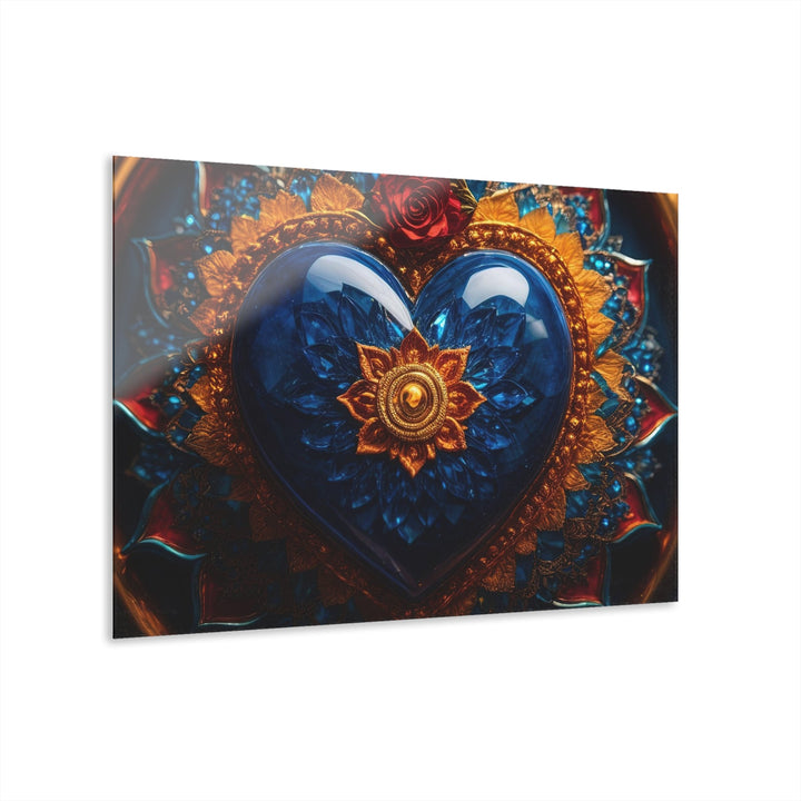 Sapphire Rose Mandala - Acrylic Prints (French Cleat Hanging) - Home Decor - g(0D·IO) - 36" x 24" (Horizontal) - 0.25'' -