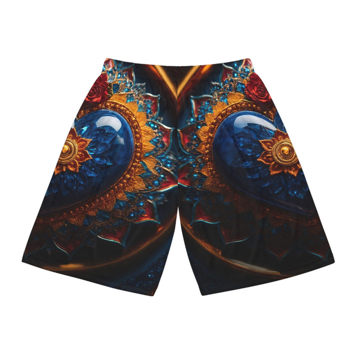 Sapphire Rose Mandala - AOP Basketball Shorts - All Over Prints - g(0D·IO) - Seam thread color automatically matched to design - XS -