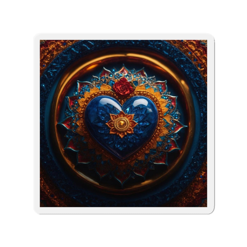 Sapphire Rose Mandala - Die-cut Magnet - Home Decor - g(0D·IO) - 3" x 3" - Die-Cut - 1 pc