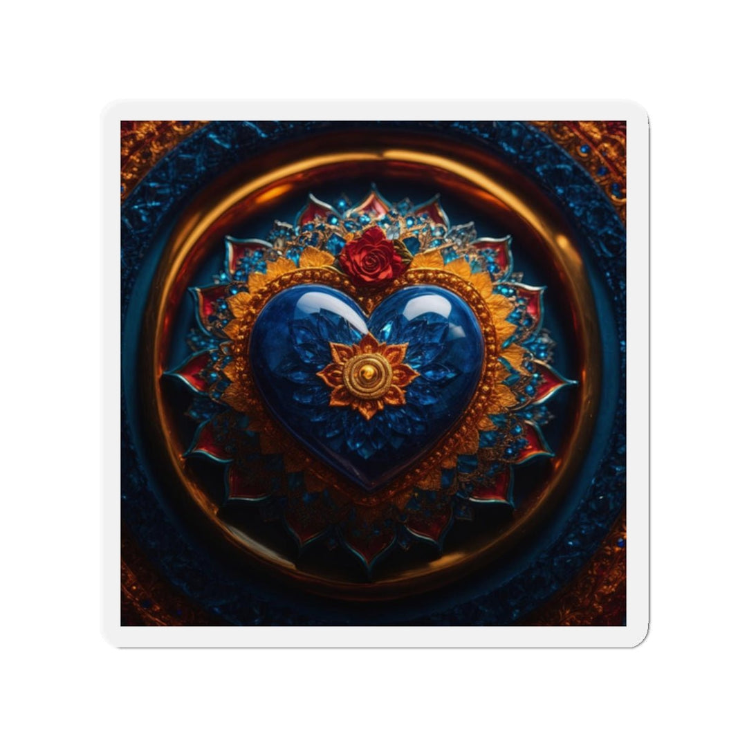 Sapphire Rose Mandala - Die-cut Magnet - Home Decor - g(0D·IO) - 2" x 2" - Die-Cut - 1 pc