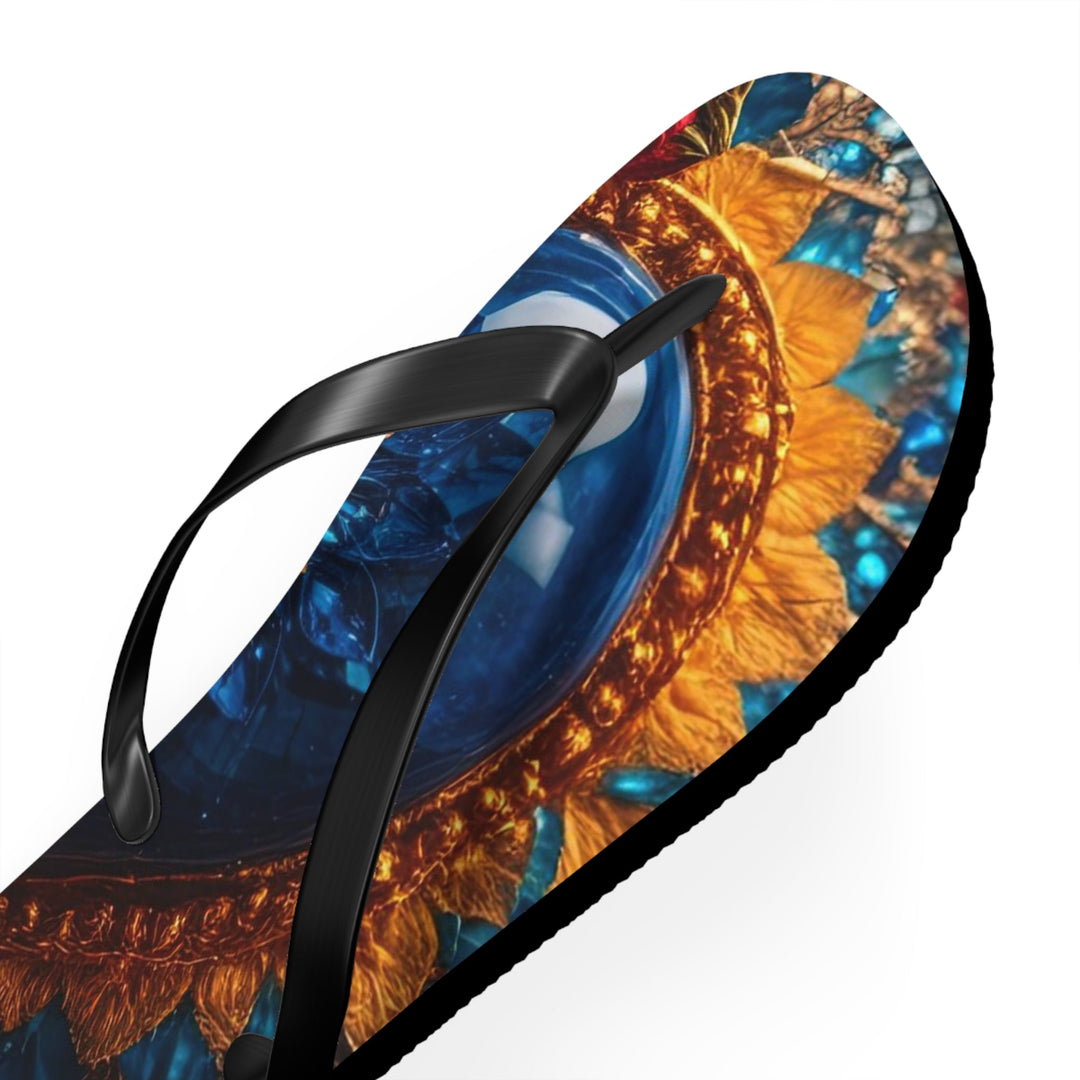 Sapphire Rose Mandala - Flip Flops - Shoes - g(0D·IO) - XL - Black sole -