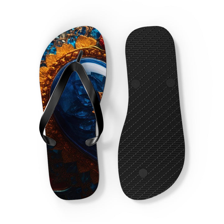 Sapphire Rose Mandala - Flip Flops - Shoes - g(0D·IO) - XL - Black sole -