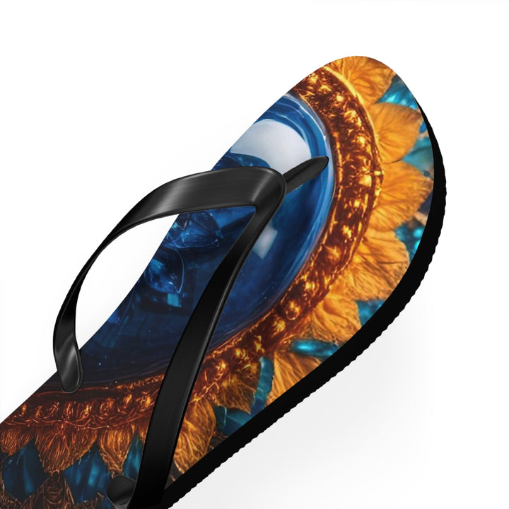 Sapphire Rose Mandala - Flip Flops - Shoes - g(0D·IO) - XL - Black sole -