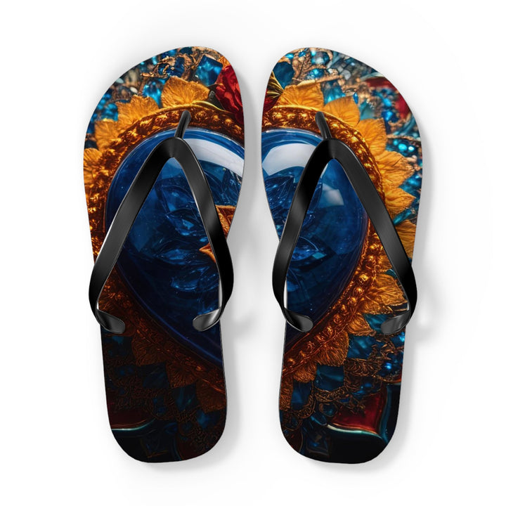 Sapphire Rose Mandala - Flip Flops - Shoes - g(0D·IO) - XL - Black sole -