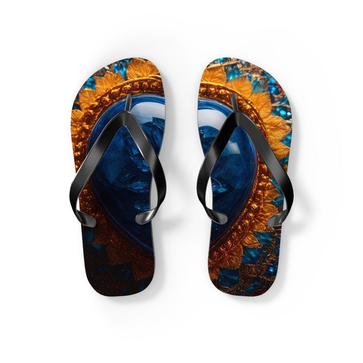 Sapphire Rose Mandala - Flip Flops - Shoes - g(0D·IO) - S - Black sole -