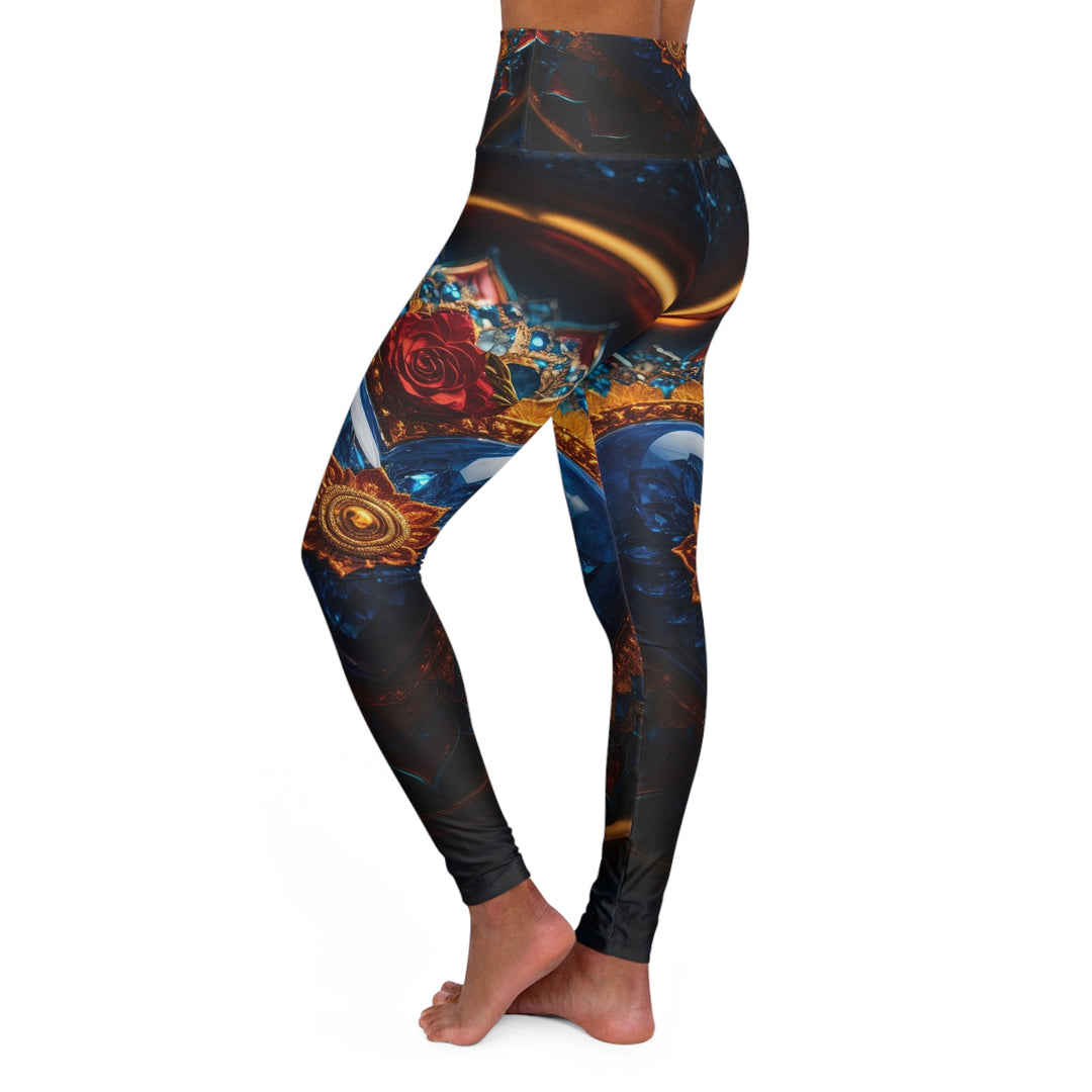 Sapphire Rose Mandala - High Waisted AOP Yoga Leggings - All Over Prints - g(0D·IO) - XS - -