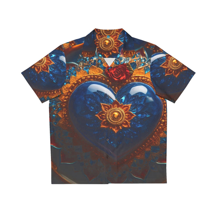 Sapphire Rose Mandala - Men's Hawaiian Shirt - All Over Prints - g(0D·IO) - S - Black -