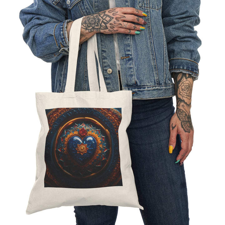 Sapphire Rose Mandala - Natural Tote Bag - Bags - g(0D·IO) - 15" x 16" - Natural -