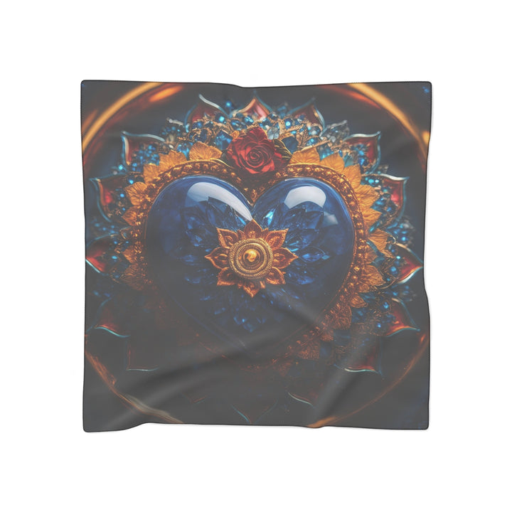 Sapphire Rose Mandala - Poly Scarf - Accessories - g(0D·IO) - Poly chiffon - 50" × 50" -