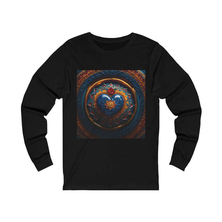 Sapphire Rose Mandala - Unisex Jersey Long Sleeve Tee - Long-sleeve - g(0D·IO) - S - Black -