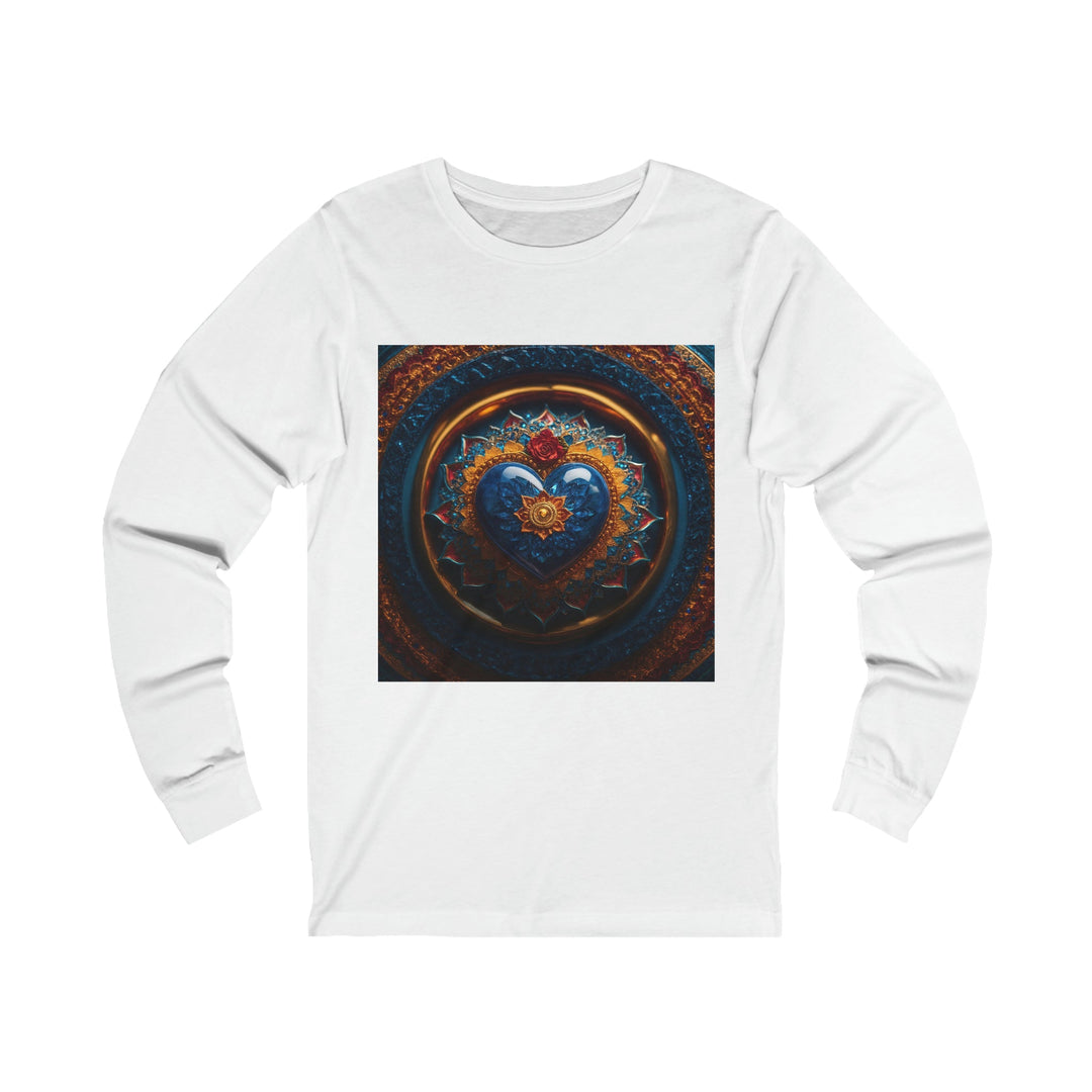 Sapphire Rose Mandala - Unisex Jersey Long Sleeve Tee - Long-sleeve - g(0D·IO) - S - White -