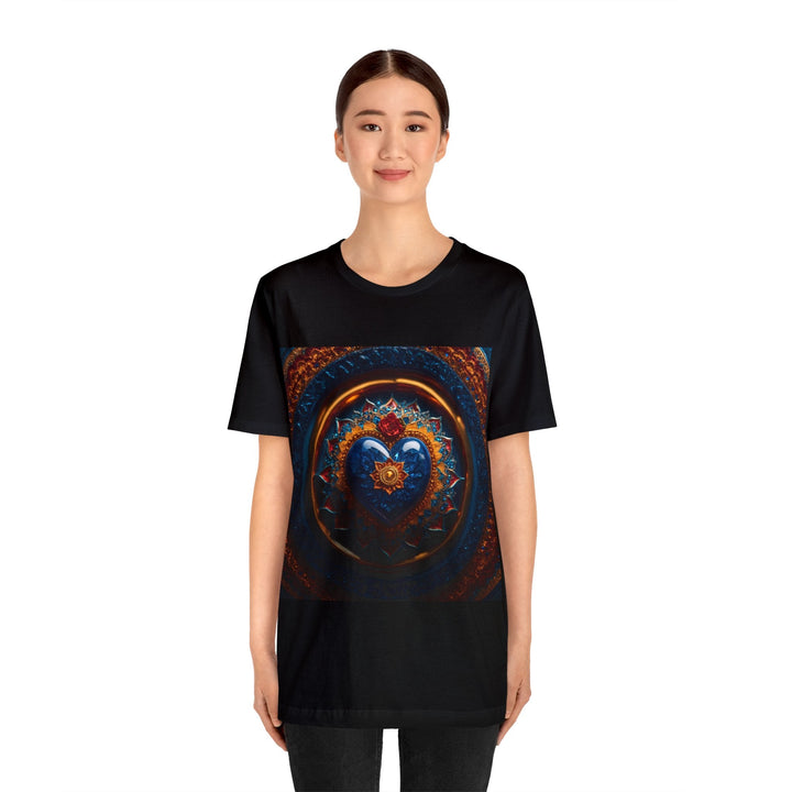 Sapphire Rose Mandala - Unisex Jersey Short Sleeve Tee - T-Shirt - g(0D·IO) - Black - S -