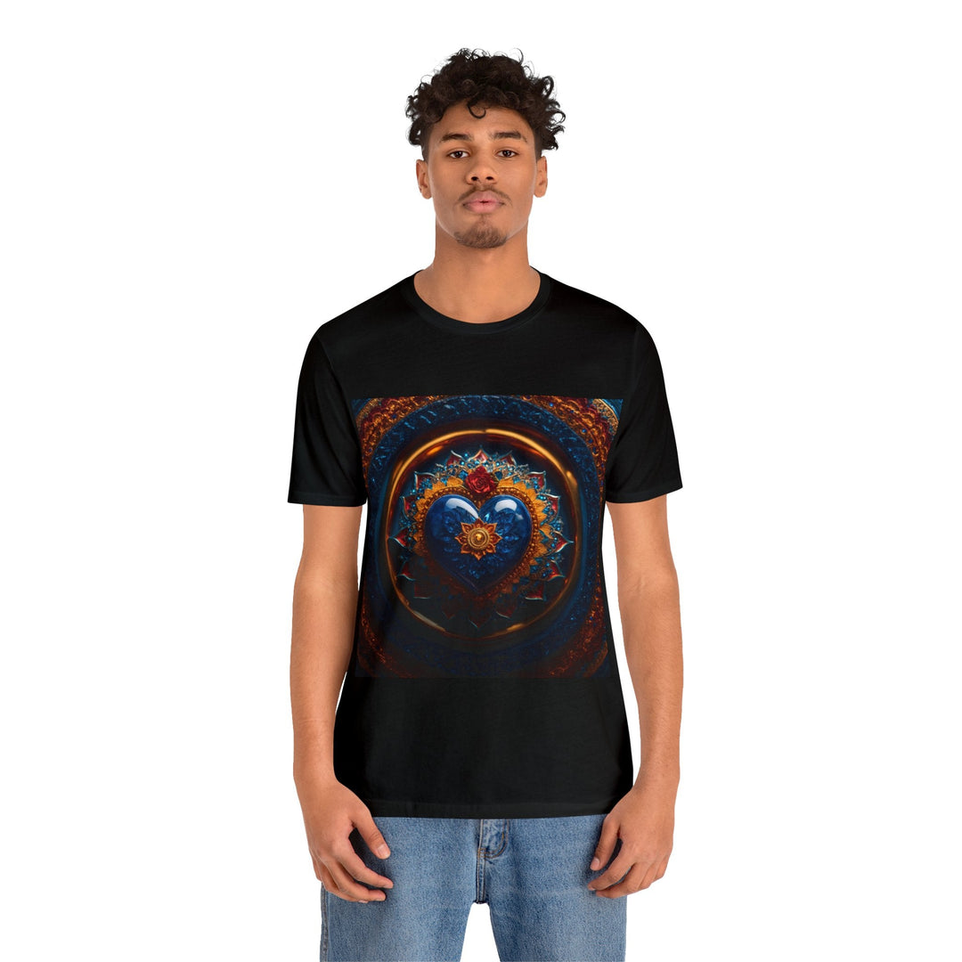 Sapphire Rose Mandala - Unisex Jersey Short Sleeve Tee - T-Shirt - g(0D·IO) - Black - S -