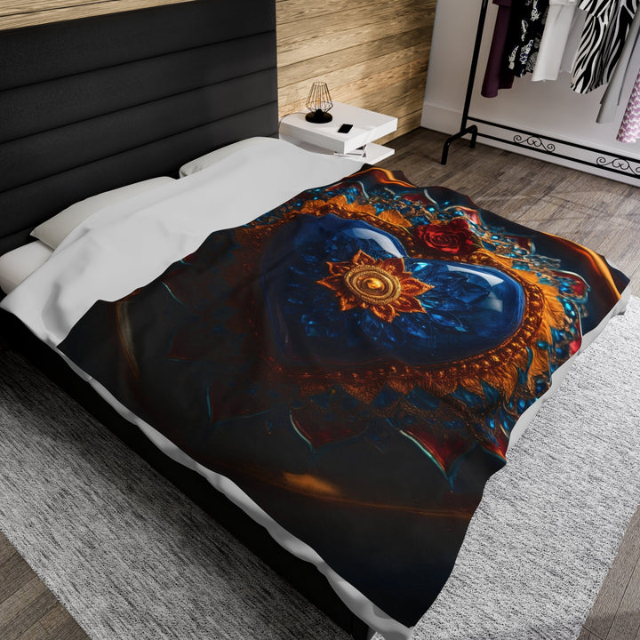 Sapphire Rose Mandala - Velveteen Plush Blanket - All Over Prints - g(0D·IO) - 30" × 40" - -