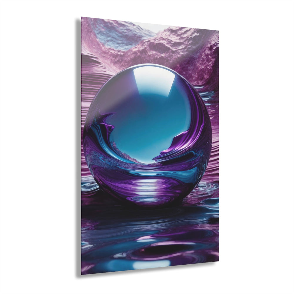 Spherical Amethyst Reflection - Acrylic Prints (French Cleat Hanging) - Home Decor - g(0D·IO) - 24" x 36" (Vertical) - 0.25'' -