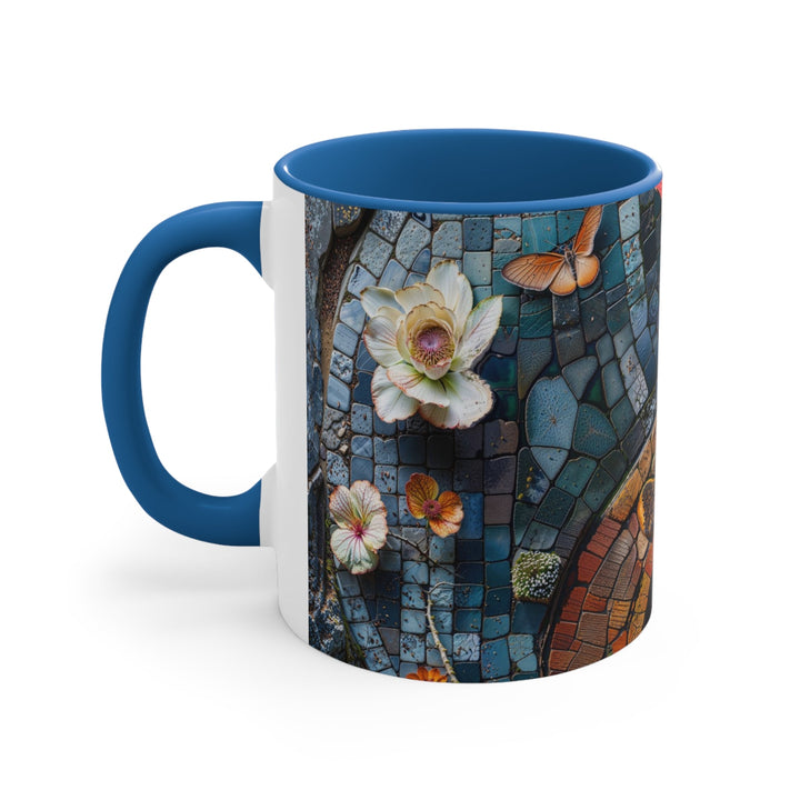 Spiraling Floral Mosaic - Accent Coffee Mug - Mug - g(0D·IO) - Pink - 11oz -