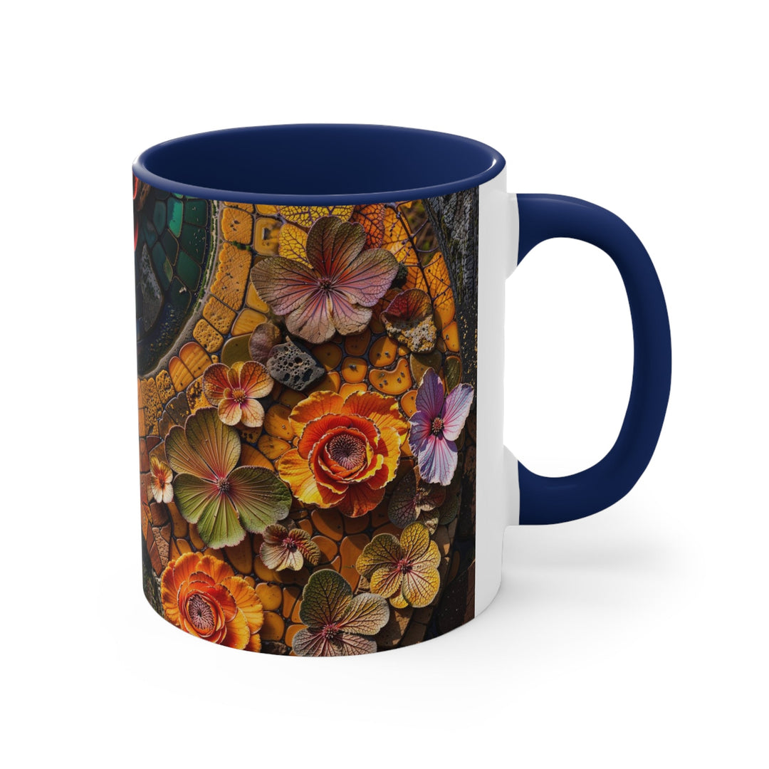 Spiraling Floral Mosaic - Accent Coffee Mug - Mug - g(0D·IO) - Pink - 11oz -