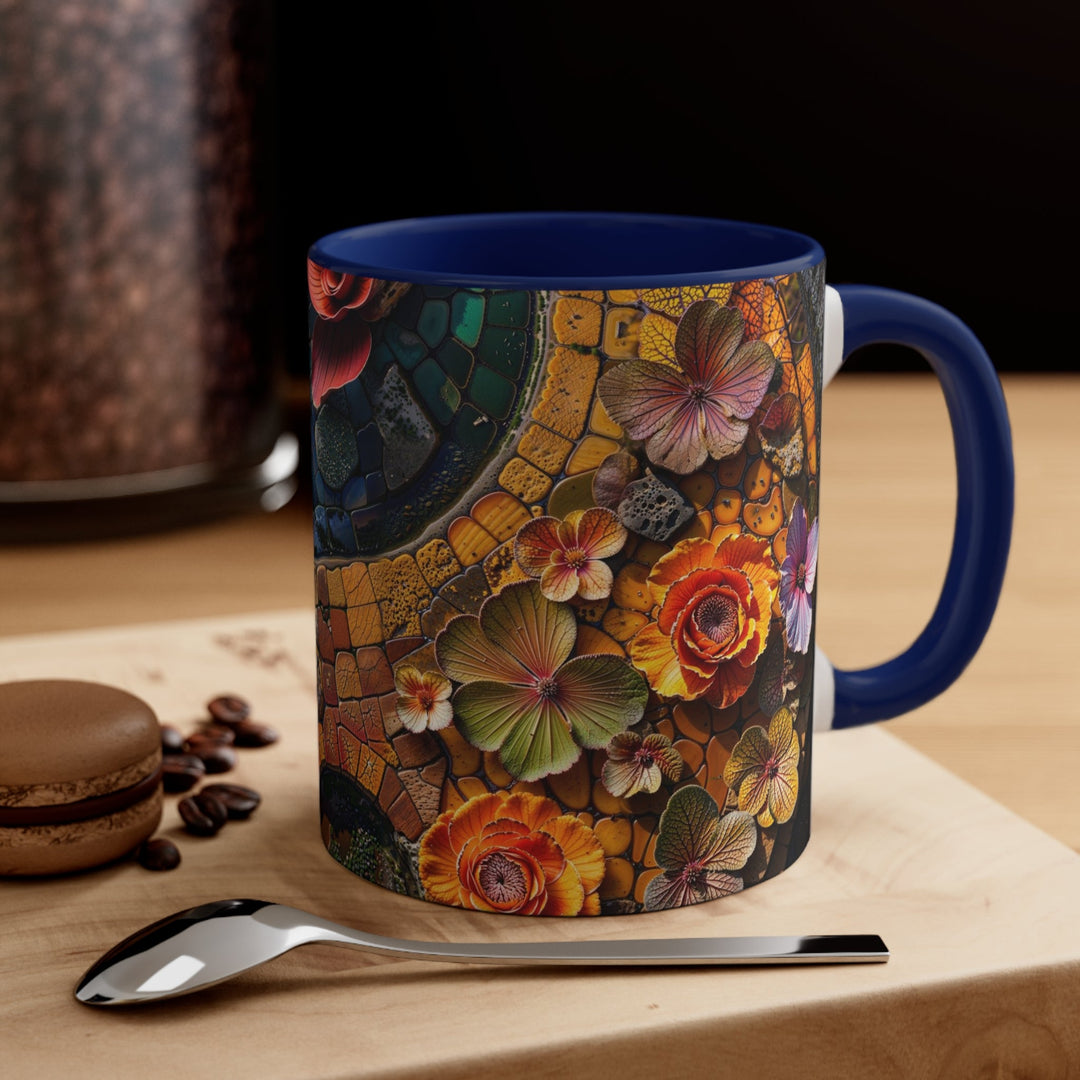 Spiraling Floral Mosaic - Accent Coffee Mug - Mug - g(0D·IO) - Pink - 11oz -