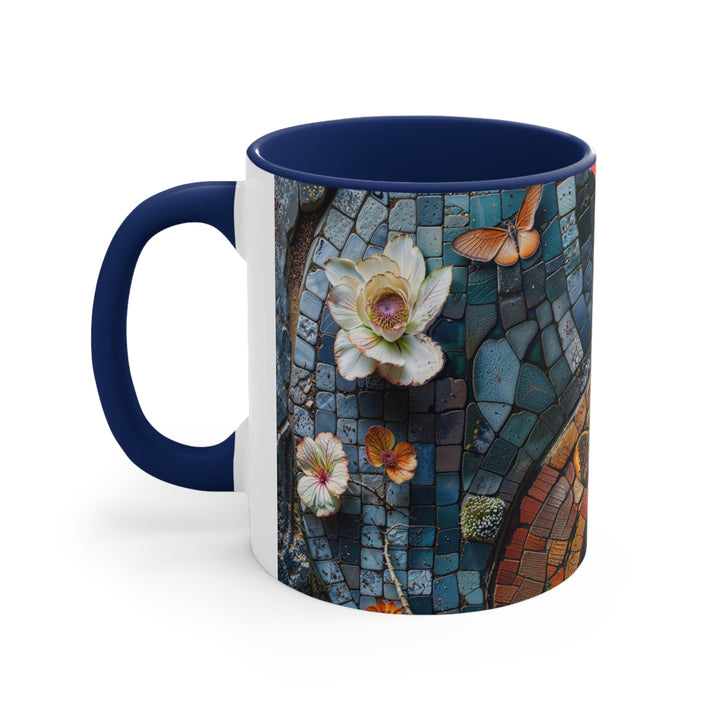 Spiraling Floral Mosaic - Accent Coffee Mug - Mug - g(0D·IO) - Pink - 11oz -