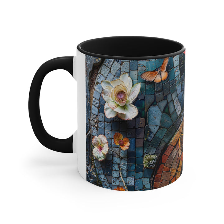 Spiraling Floral Mosaic - Accent Coffee Mug - Mug - g(0D·IO) - Pink - 11oz -