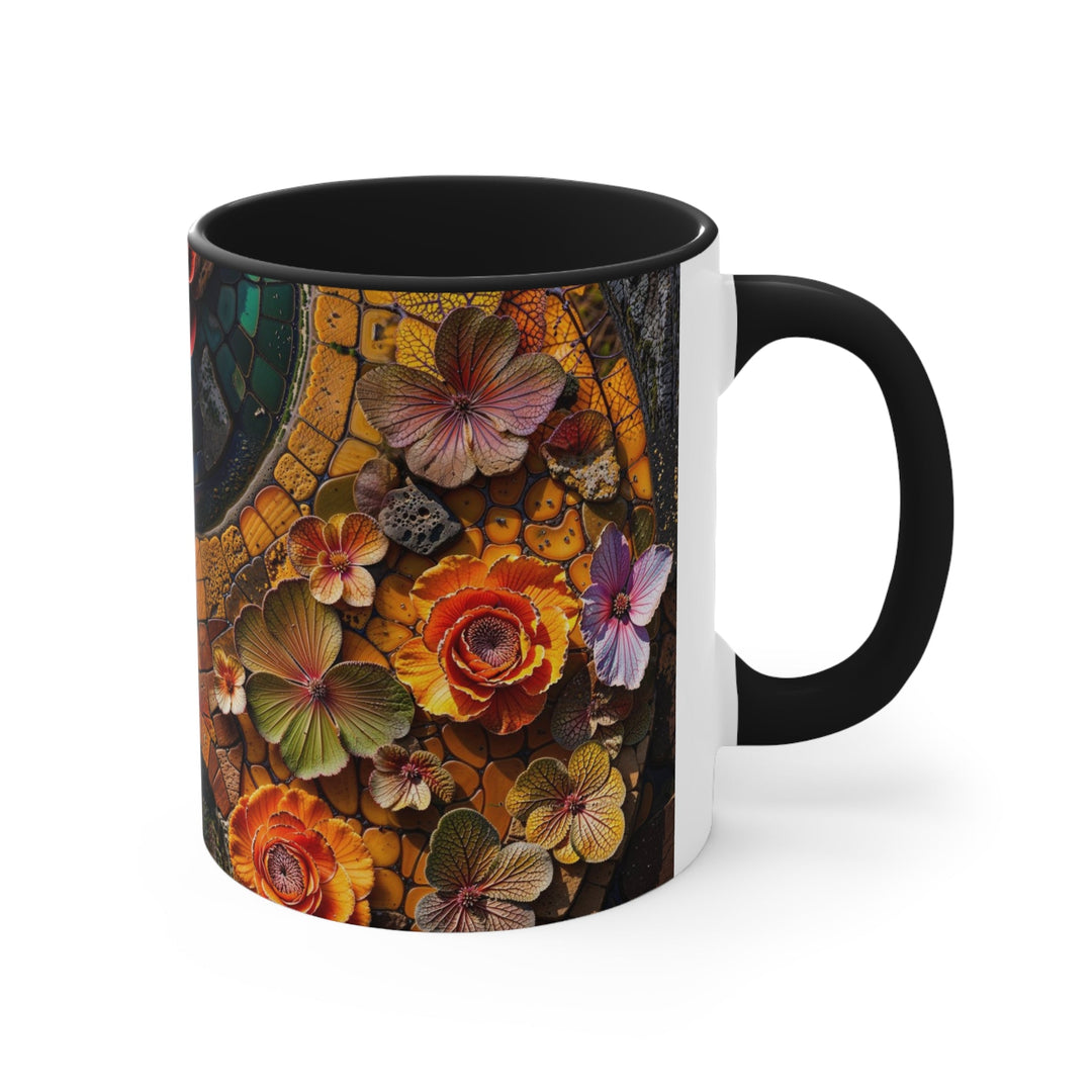 Spiraling Floral Mosaic - Accent Coffee Mug - Mug - g(0D·IO) - Pink - 11oz -