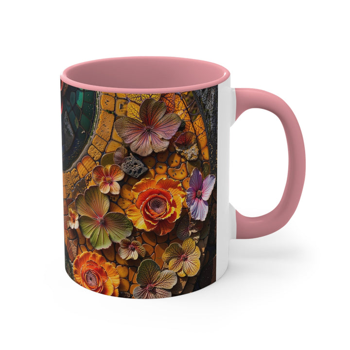 Spiraling Floral Mosaic - Accent Coffee Mug - Mug - g(0D·IO) - Pink - 11oz -