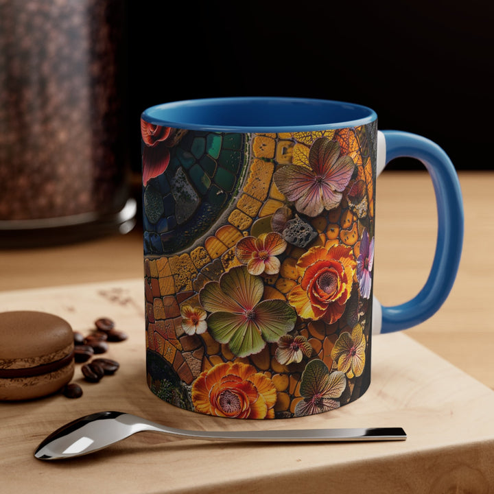 Spiraling Floral Mosaic - Accent Coffee Mug - Mug - g(0D·IO) - Pink - 11oz -