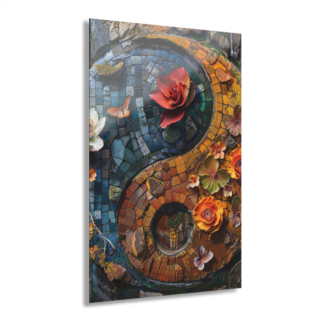 Spiraling Floral Mosaic - Acrylic Prints (French Cleat Hanging) - Home Decor - g(0D·IO) - 24" x 36" (Vertical) - 0.25'' -