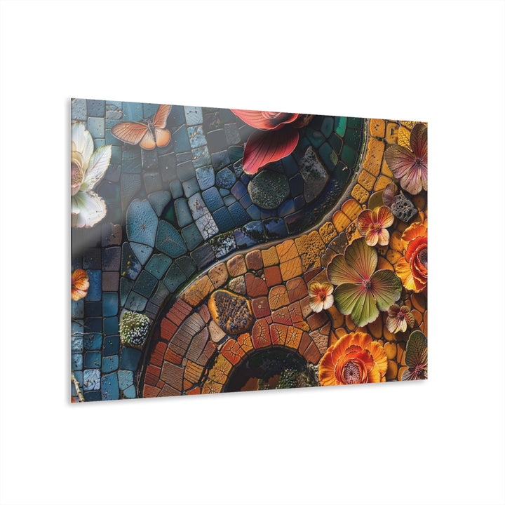 Spiraling Floral Mosaic - Acrylic Prints (French Cleat Hanging) - Home Decor - g(0D·IO) - 36" x 24" (Horizontal) - 0.25'' -