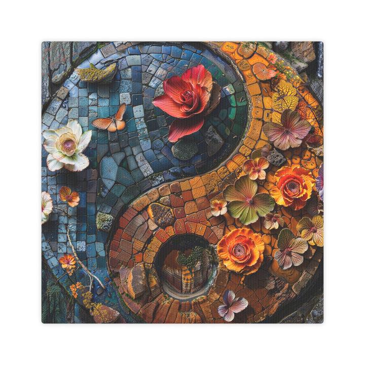 Spiraling Floral Mosaic - Canvas Photo Tile - Canvas - g(0D·IO) - 8" x 8" (Square) - 0.5" -