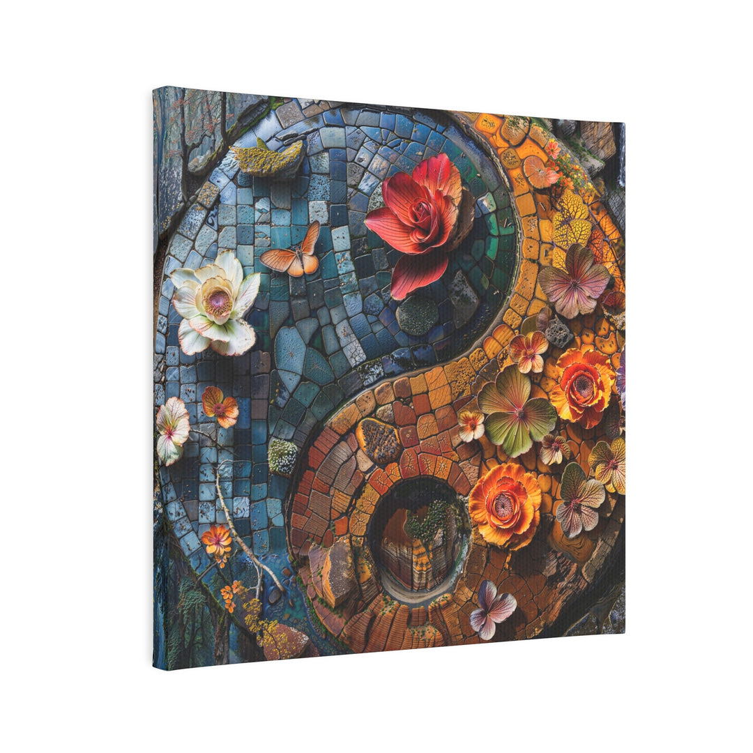 Spiraling Floral Mosaic - Canvas Photo Tile - Canvas - g(0D·IO) - 8" x 8" (Square) - 0.5" -