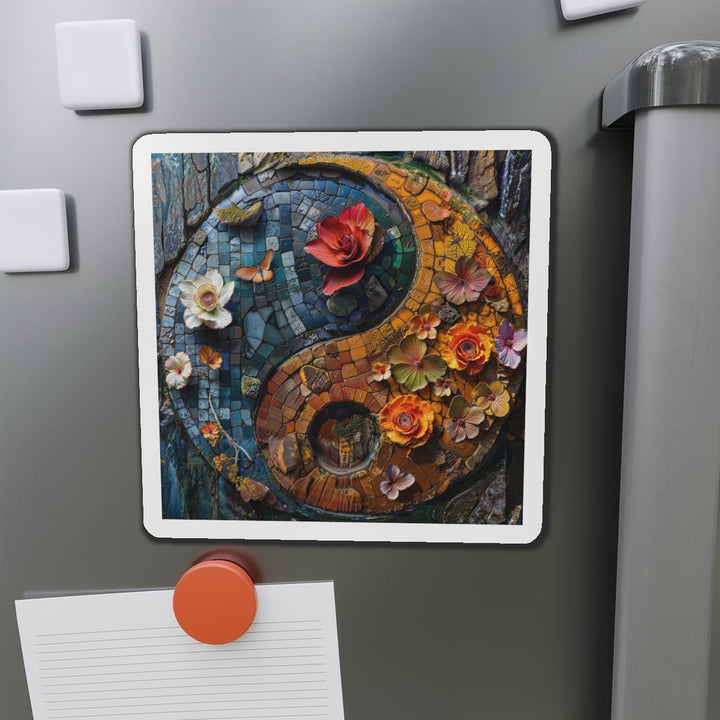 Spiraling Floral Mosaic - Die-cut Magnet - Home Decor - g(0D·IO) - 6 × 6" - Die-Cut - 1 pc
