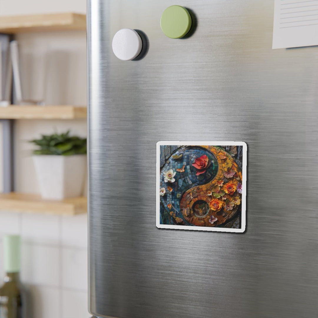 Spiraling Floral Mosaic - Die-cut Magnet - Home Decor - g(0D·IO) - 6 × 6" - Die-Cut - 1 pc