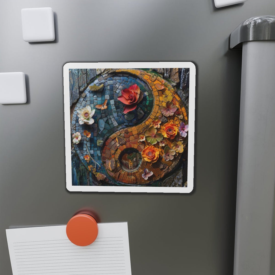 Spiraling Floral Mosaic - Die-cut Magnet - Home Decor - g(0D·IO) - 6 × 6" - Die-Cut - 1 pc