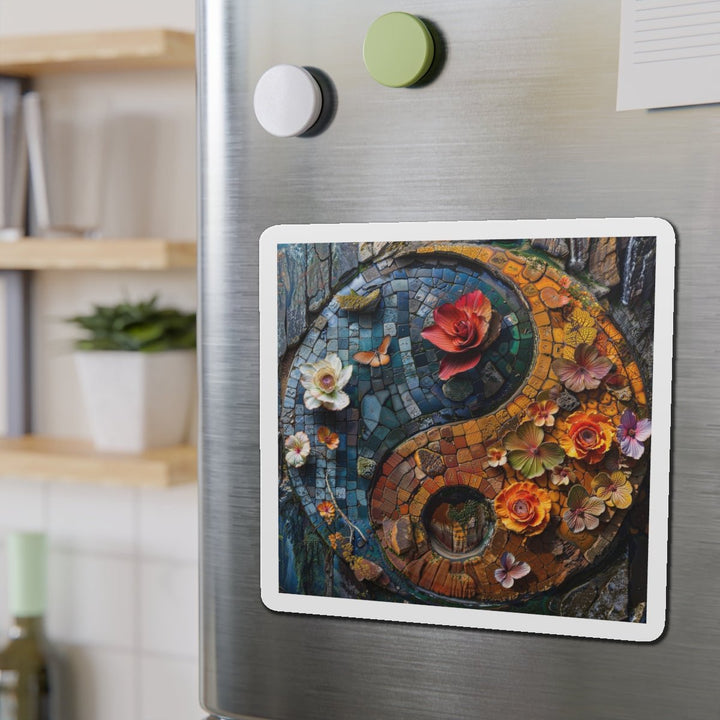 Spiraling Floral Mosaic - Die-cut Magnet - Home Decor - g(0D·IO) - 6 × 6" - Die-Cut - 1 pc
