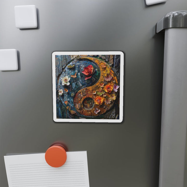 Spiraling Floral Mosaic - Die-cut Magnet - Home Decor - g(0D·IO) - 6 × 6" - Die-Cut - 1 pc