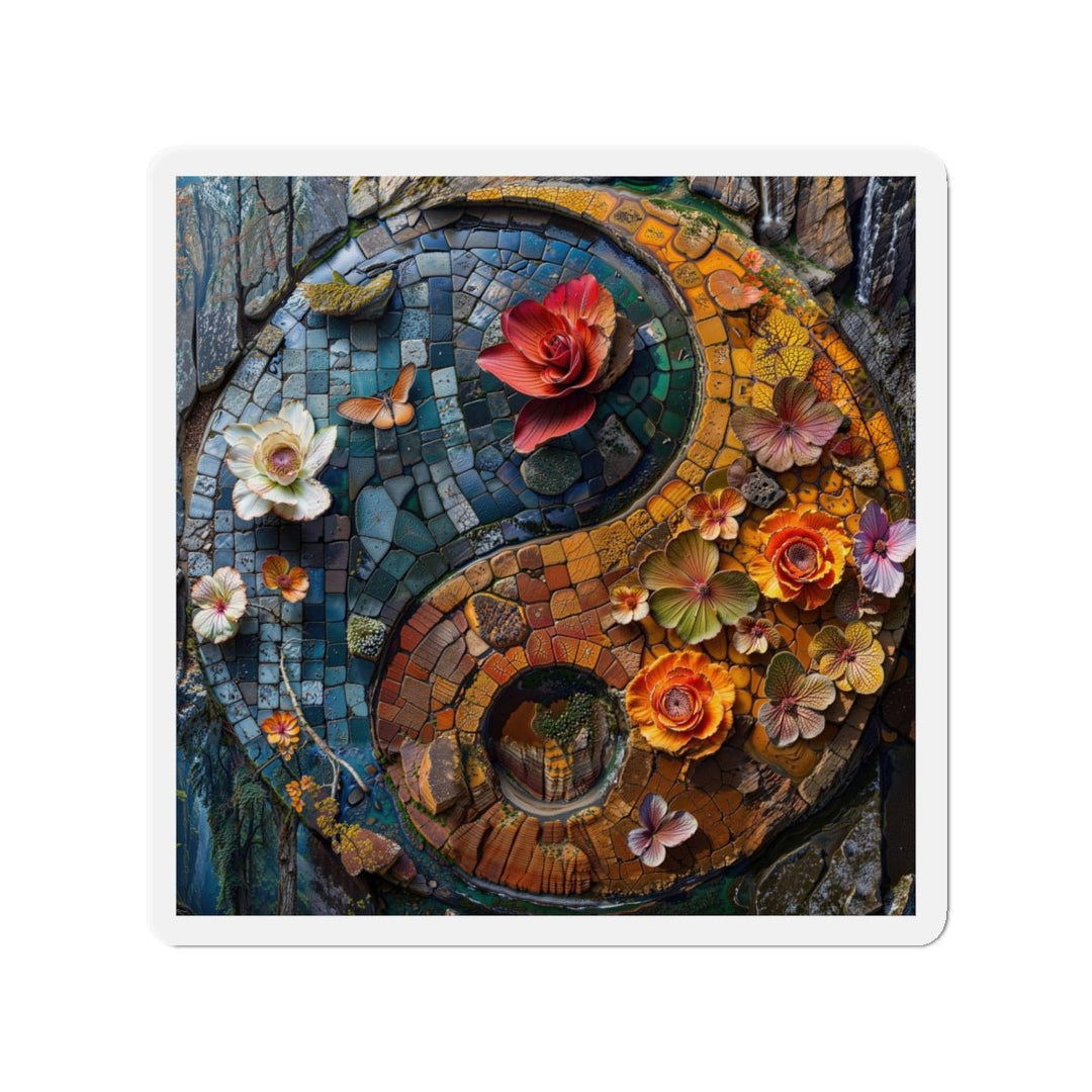 Spiraling Floral Mosaic - Die-cut Magnet - Home Decor - g(0D·IO) - 6 × 6" - Die-Cut - 1 pc