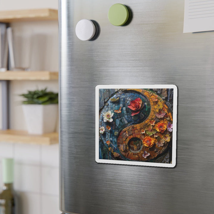 Spiraling Floral Mosaic - Die-cut Magnet - Home Decor - g(0D·IO) - 6 × 6" - Die-Cut - 1 pc