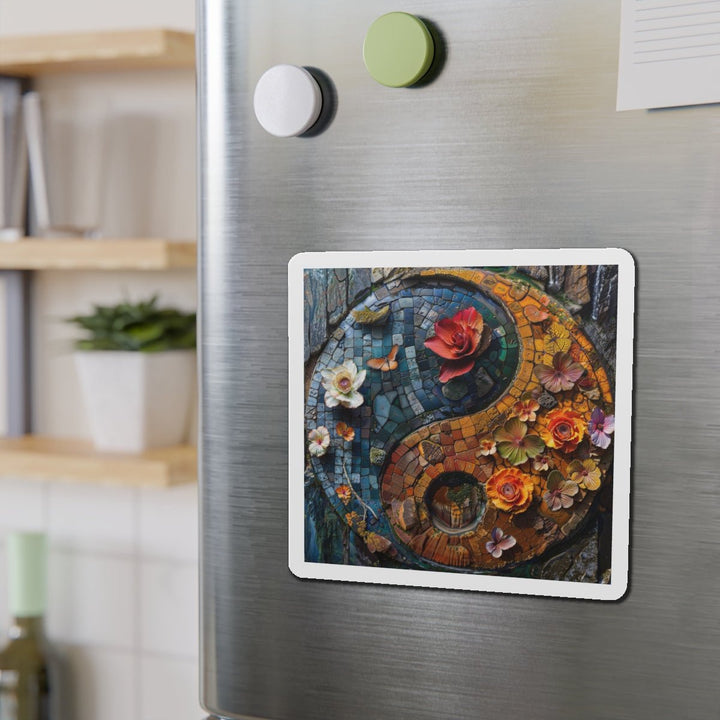Spiraling Floral Mosaic - Die-cut Magnet - Home Decor - g(0D·IO) - 6 × 6" - Die-Cut - 1 pc