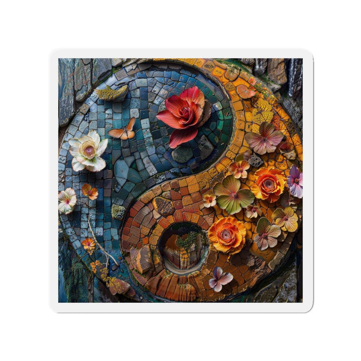 Spiraling Floral Mosaic - Die-cut Magnet - Home Decor - g(0D·IO) - 3" x 3" - Die-Cut - 1 pc