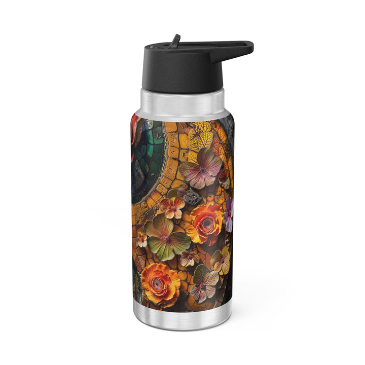 Spiraling Floral Mosaic - Gator Tumbler 32oz - Mug - g(0D·IO) - Silver - 32oz -